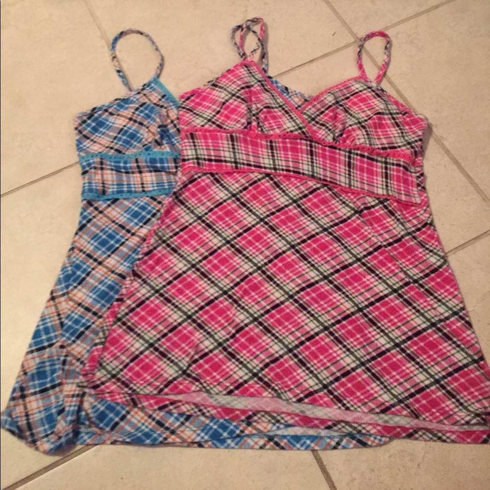Two plaid tank tops