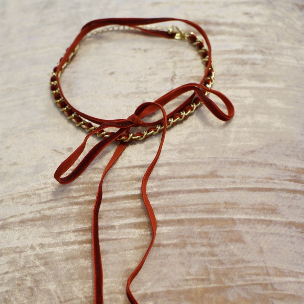 Red velvet chain choker