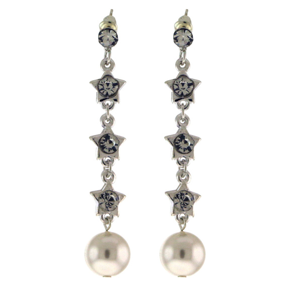 Mi Amore Jewelry - Silver-Tone Triple Star Shaped Dangle 10E1622A