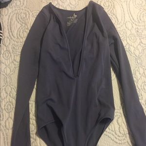 Free People deep v long sleeve body suit