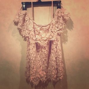 Lacy cold shoulder top