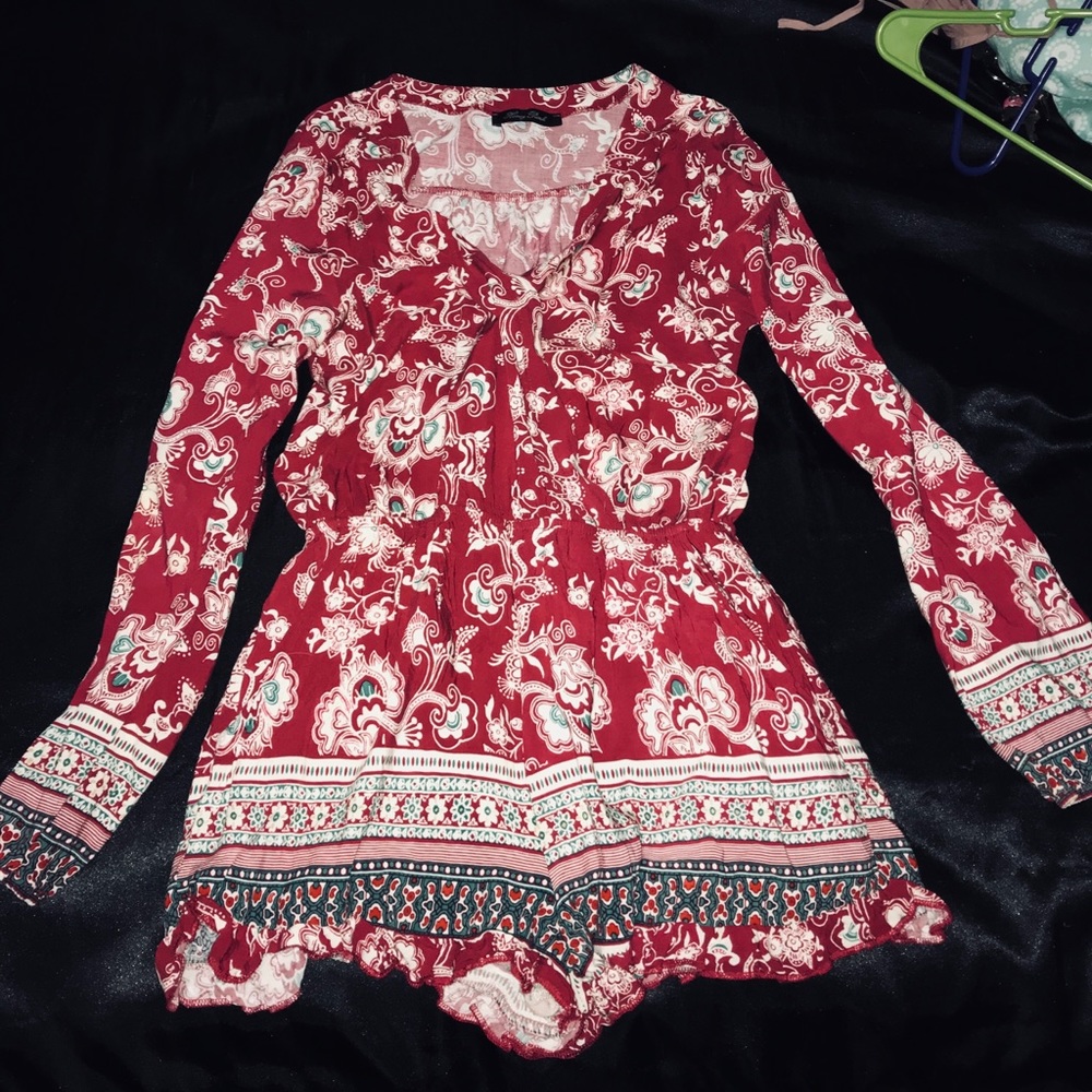 Beautiful Long Sleeve Floral Patterned Romper