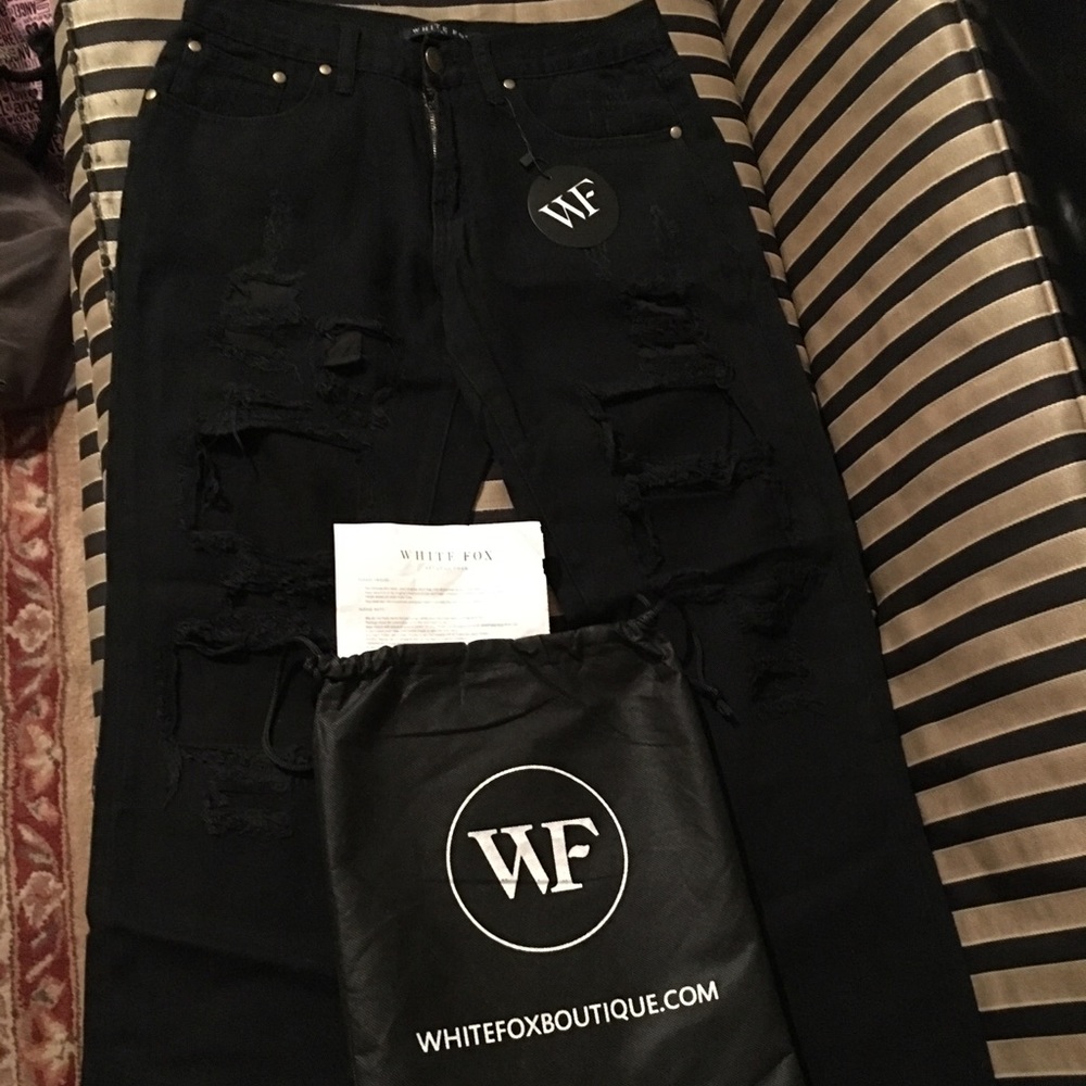 Black Distressed "White Fox Boutique" Jeans