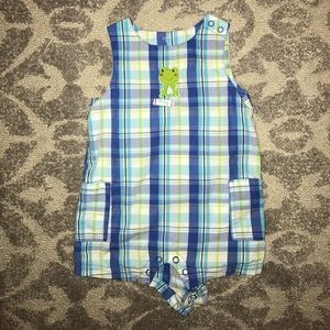 Carter's frog blue plaid jumper 🐸 baby boy