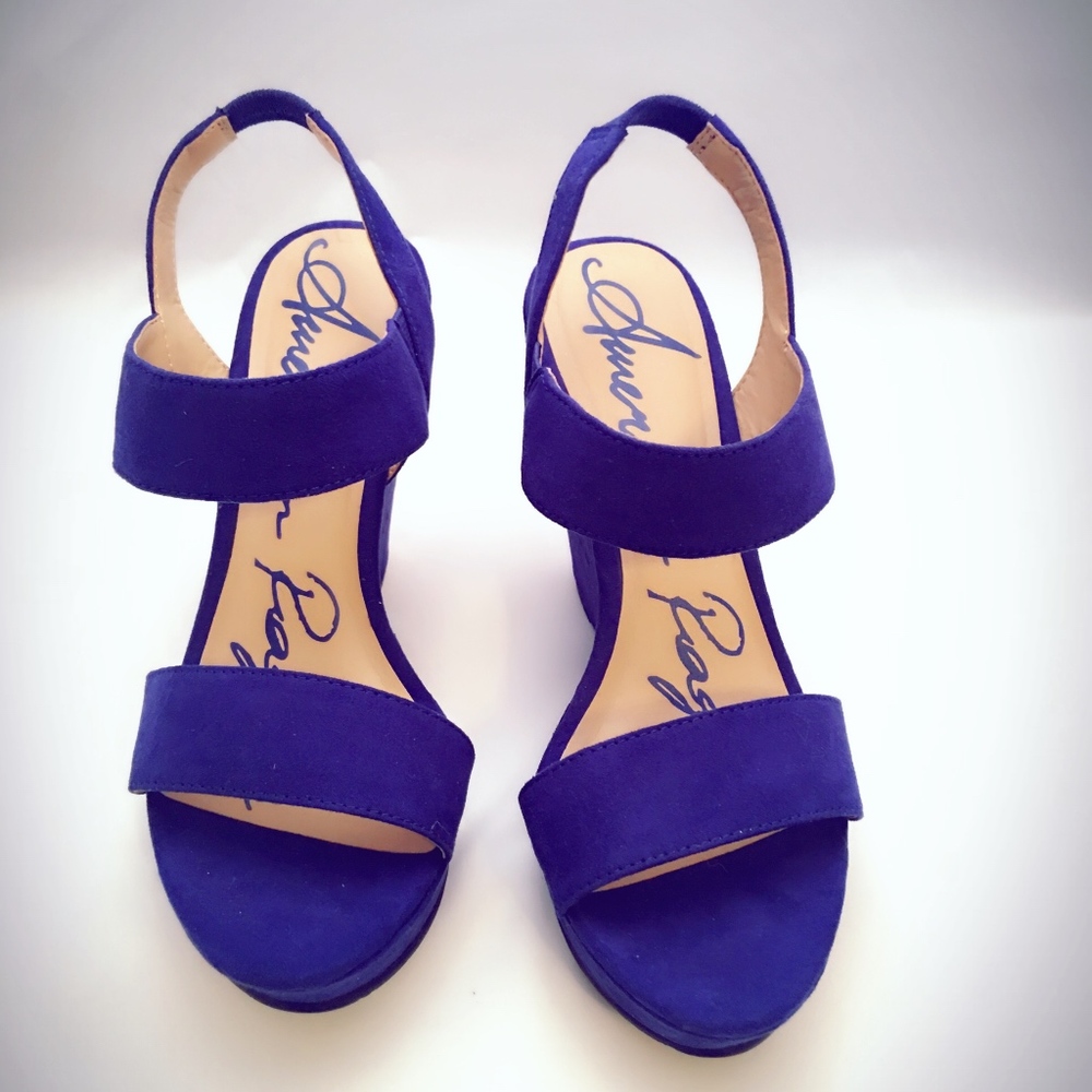 Royal Blue Wedges- New Size 7.5