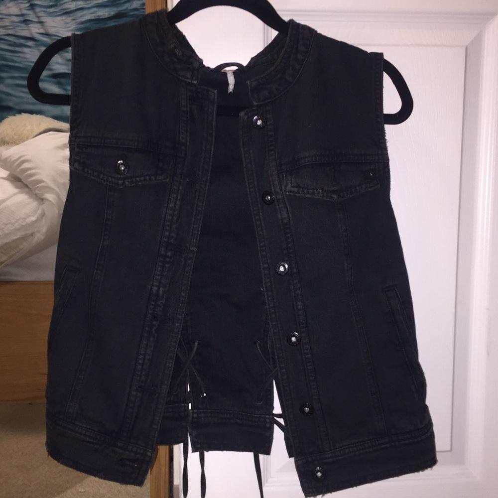 Free People Black Denim Vest