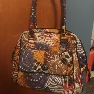 Vera Bradley feathers turn lock satchel shoulder