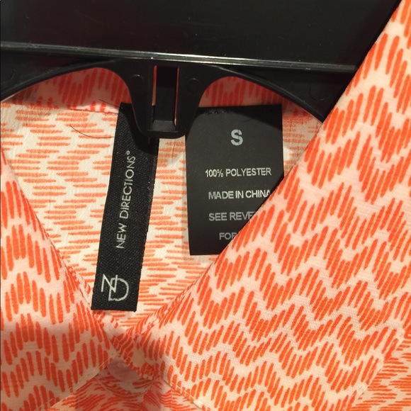 New Directions-Orange & White Chevron Button down. - Picture 3 of 4