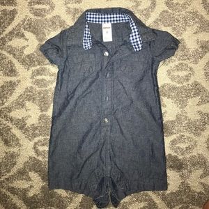 Denim jump suit short sleeve and shorts