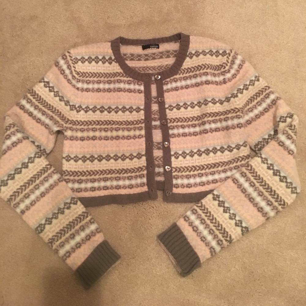 Super cozy cropped argyle cardigan