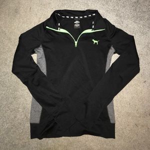 Black, Green, & Grey Quarter Zip PINK Hoodie sz Sm