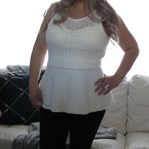 Maurices Ivory Blouse Crochet Peplum Size Large