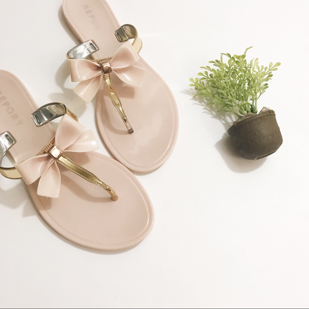Report Kikki Gold Bow Sandals