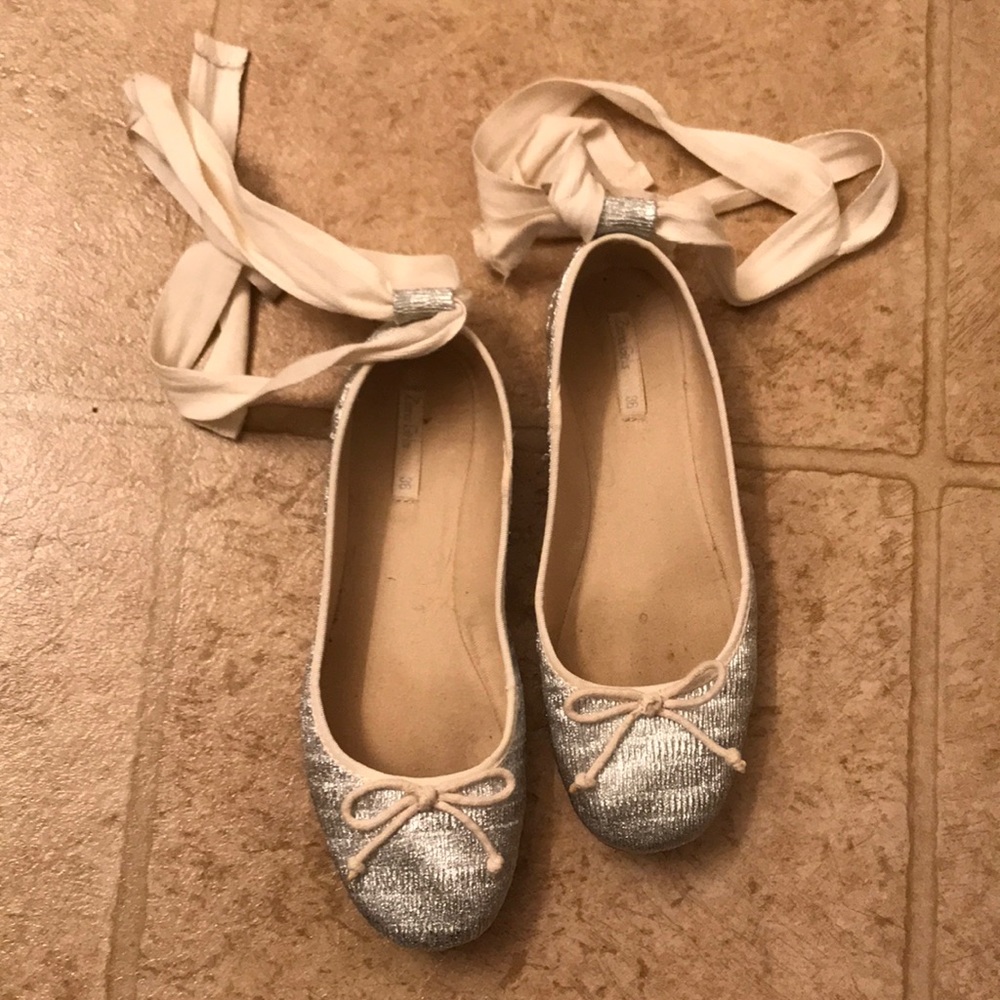 Zara Silver Ballet Flats