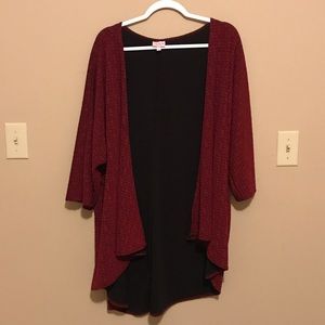 Large LuLaRoe Dark Red Lindsay Kimono Cardigan
