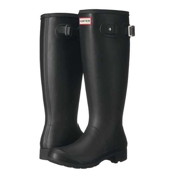 Tall Matte Black Rain Boots - Hunter - Picture 1 of 5
