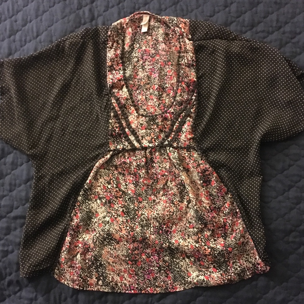 Xhilaration Blouse POLKA DOT & FLORAL