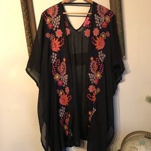 Betsey Johnson Black Embroidered Cover-Up