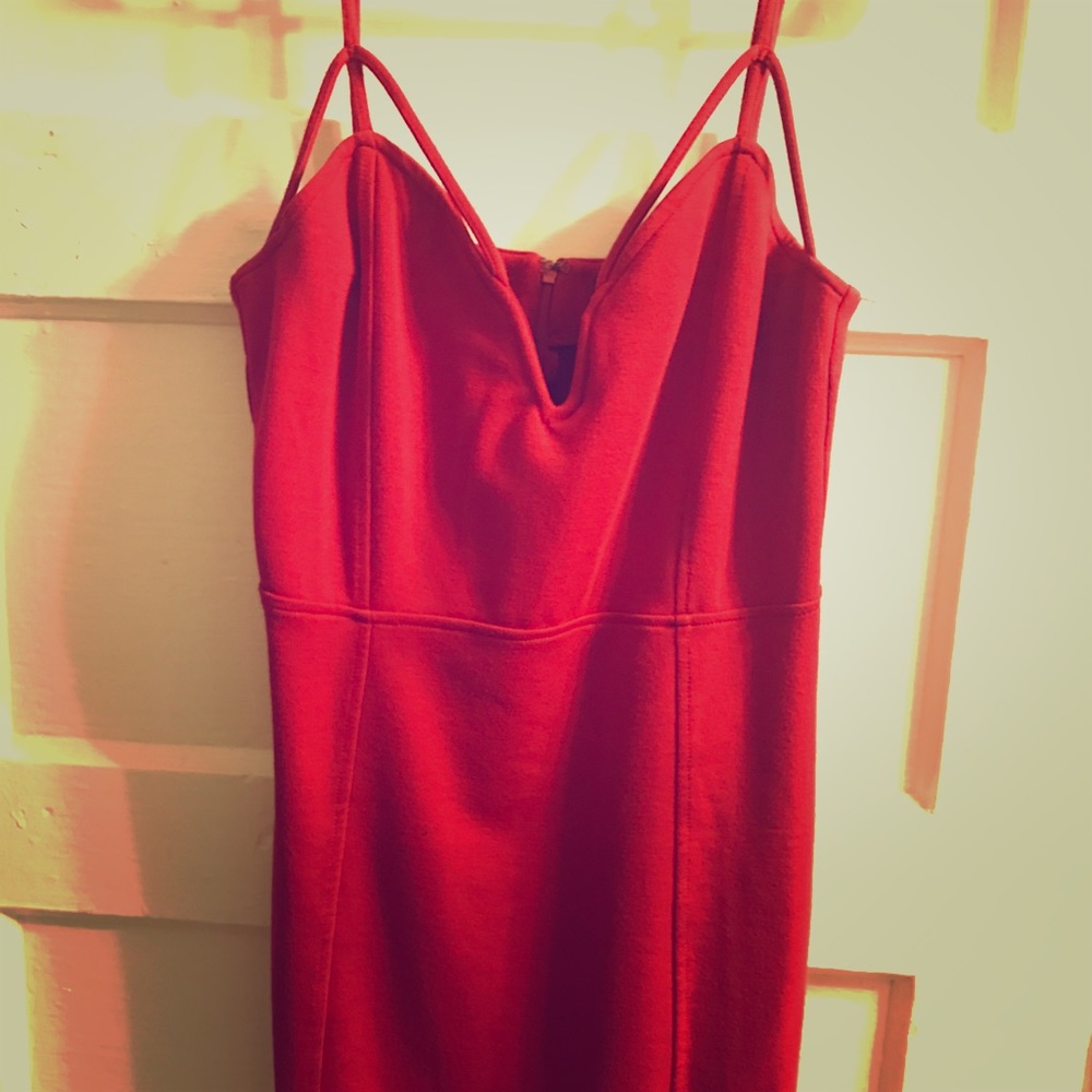 Red cut-out body con dress