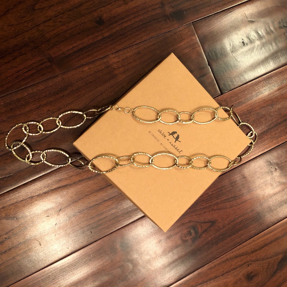 Organic long gold necklace