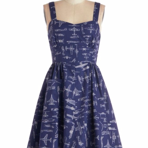 Modcloth Dresses & Skirts - euc RARE size 2x On a Barrel Roll Dress in navy