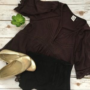 Anthropologie | Tops | Anthropologie Akemi Kin Brown Lacy Top | Poshmark