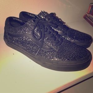Vans black and silver cheetah print