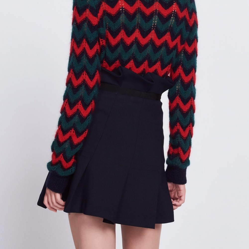 2017 SANDRO $375 BLACK PLEATED SKIRT WITH BOW