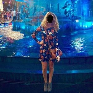 Fall floral t-shirt shift dress