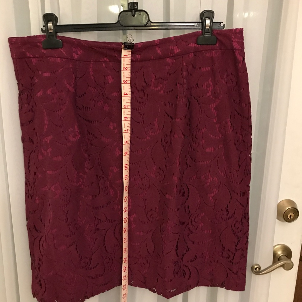 Cabi Burgundy Lace overlay skirt.