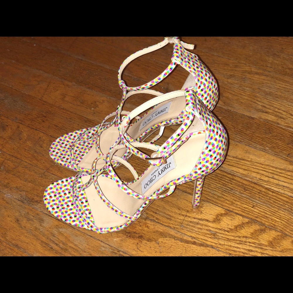 Jimmy Choo Multi Color Polka Dot Strappy Sandal