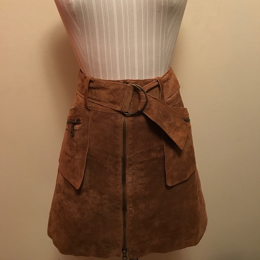 Faux Suede Zip up skirt.