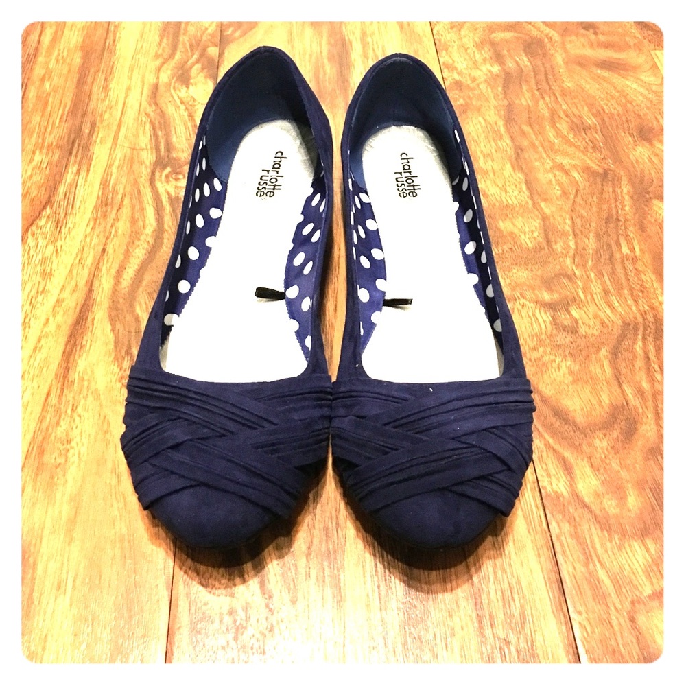 Suede navy flats