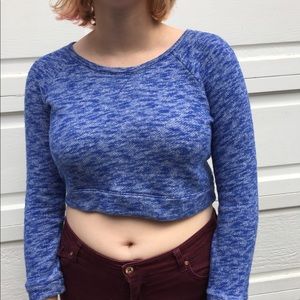 Blue and white long sleeve crop top/ sweater