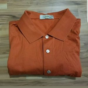 Mens peter millar Large orange polo 100% cotton