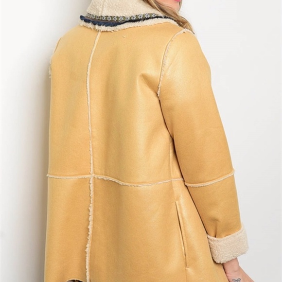 COAT JACKET FAUX SUEDE JACKET FAUX FUR LINING - Picture 2 of 3