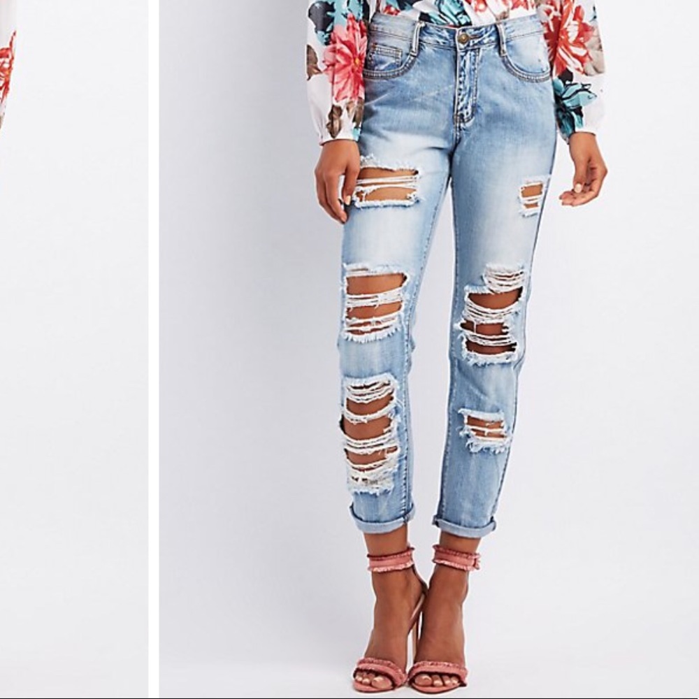 ☑️▫️Machine Washed Destroyed Boyfriend Jeans▫️☑️