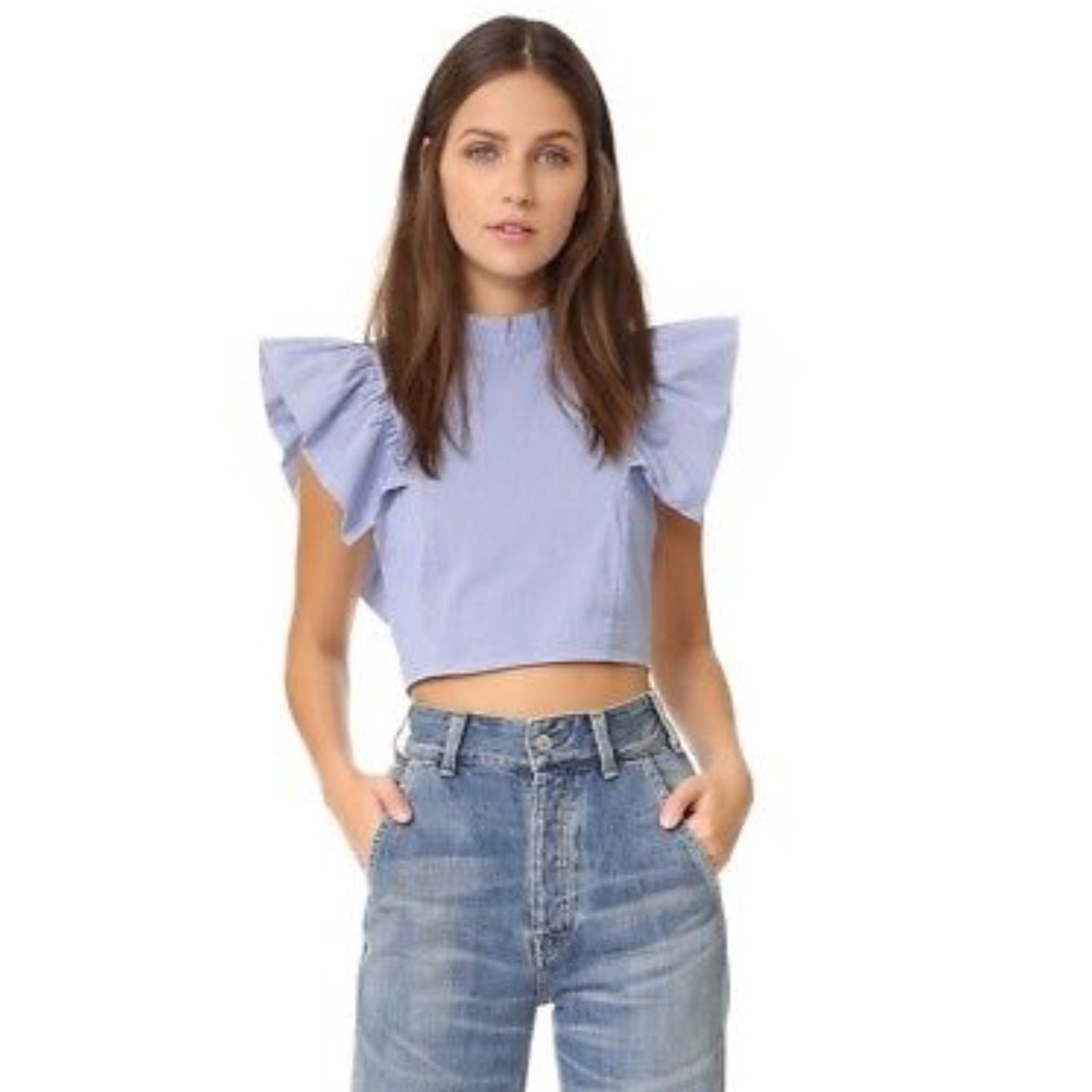 Shakuhachi Prairie Ruffle Crop Blouse