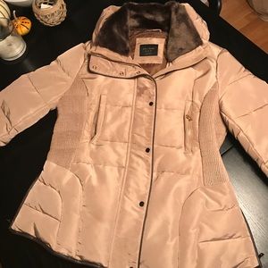Zara Beige Zip-up Puffy Jacket