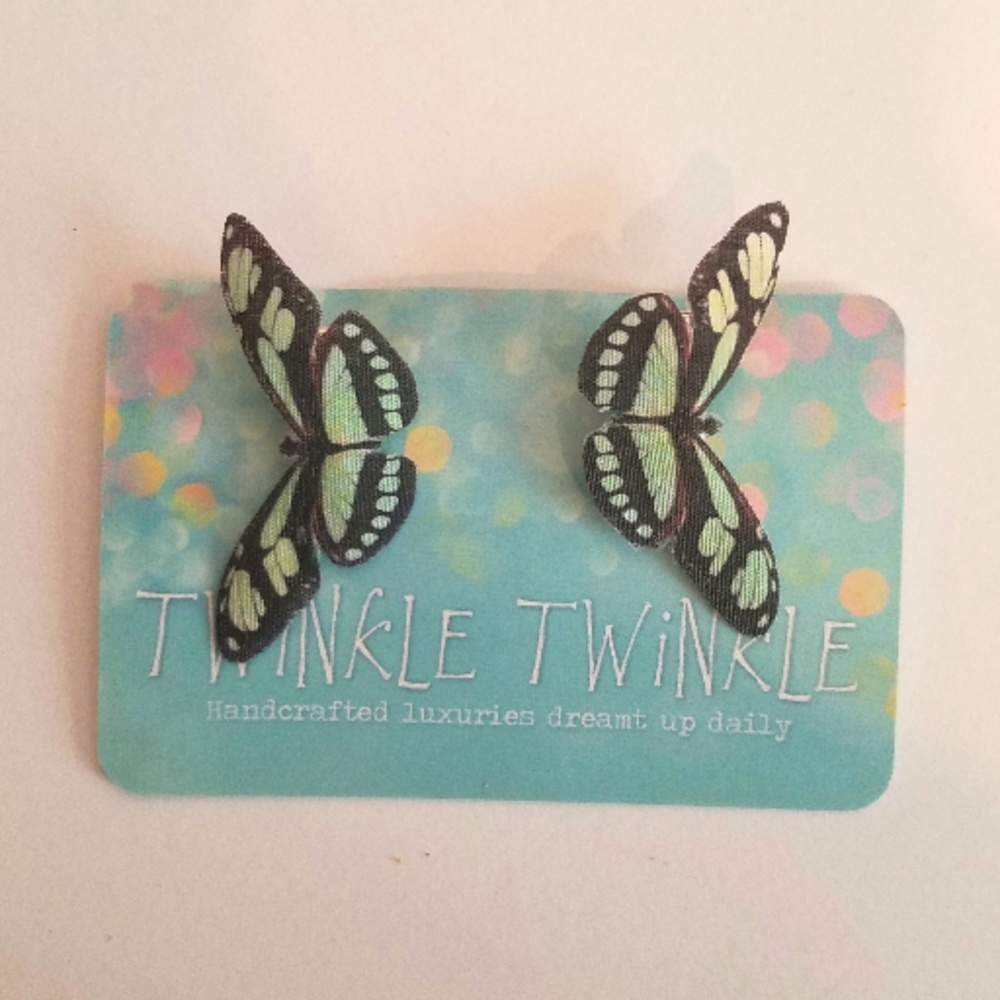 Yellow & Black Silk Butterfly Clips