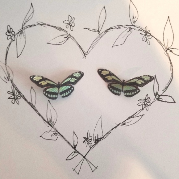 Yellow & Black Silk Butterfly Clips - Picture 2 of 2