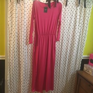 PINK LONG SLEEVE MAXI DRESS
