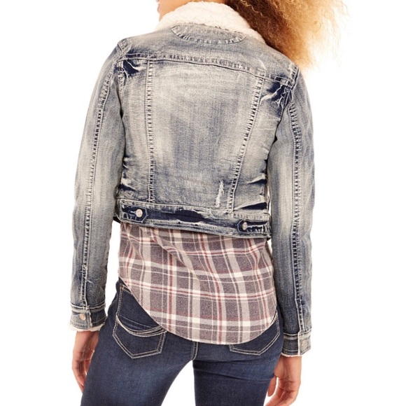 Faux Fur Collar Denim Crop Jacket - Picture 3 of 3