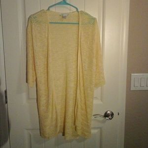 Yellow mesh short sleeve sweater