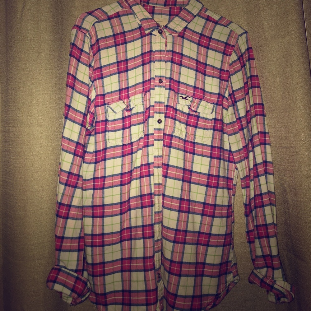 Pink and white flannel