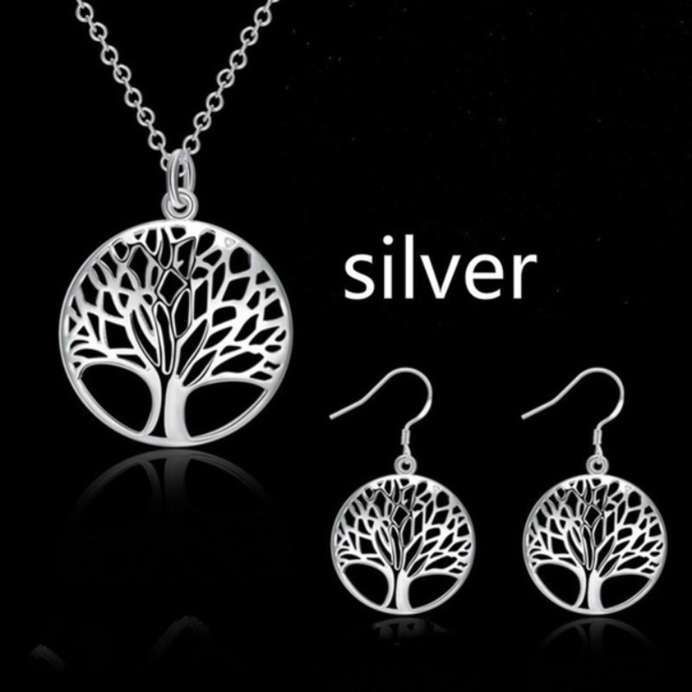 Silver Plated Tree of Life Necklace & Earrings - Picture 4 of 4