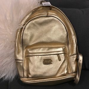 Michael Kors Gold Metallic Backpack NWT