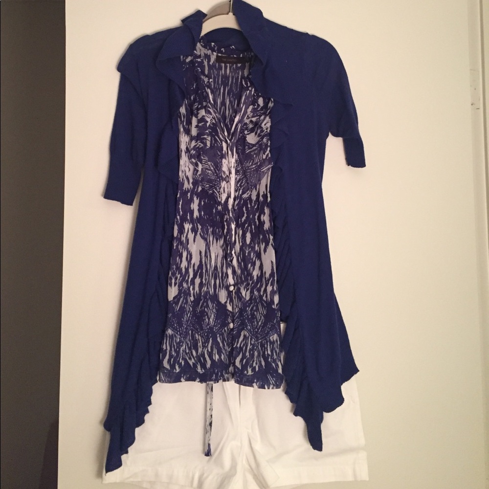 Short sleeve blue cardigan