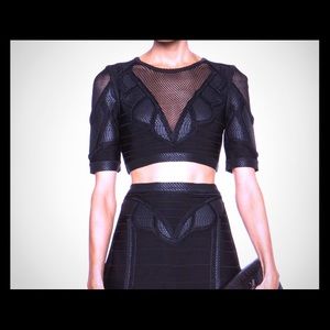 Herve Leger "RAINA" cropped top