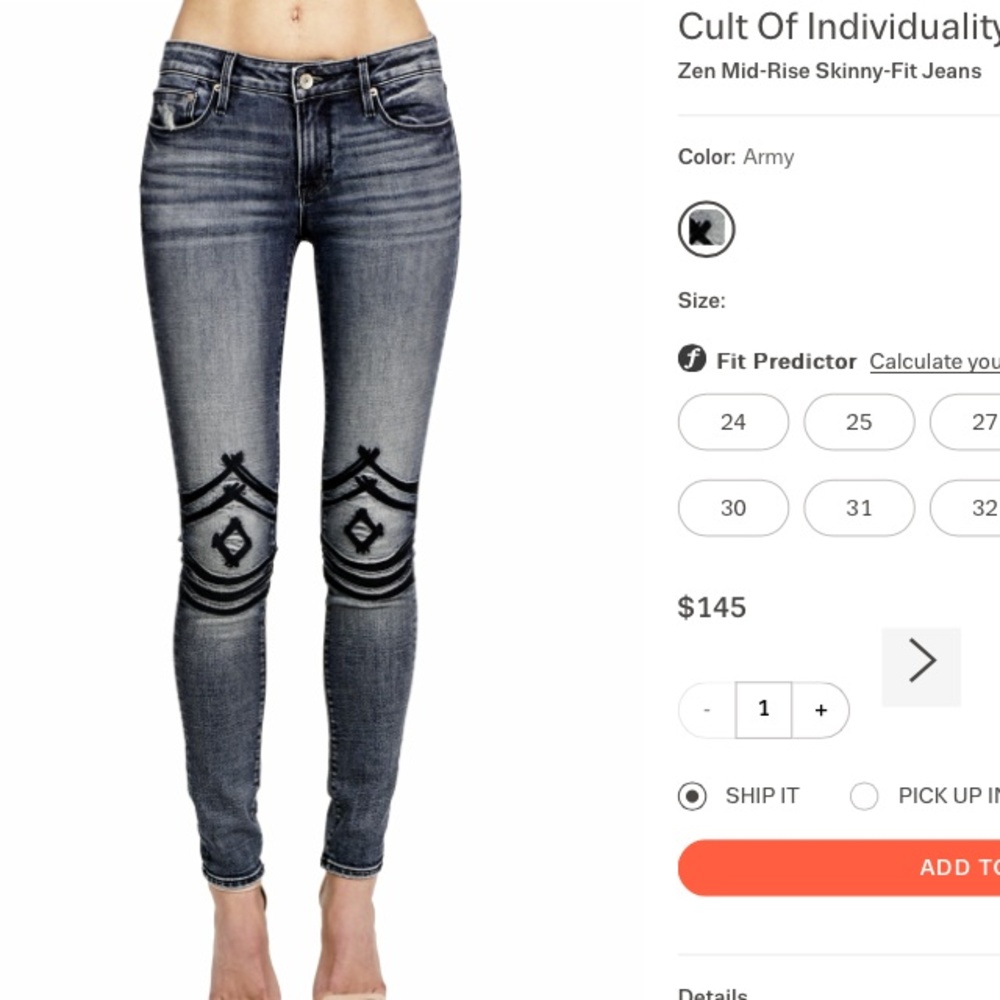 Cult of individuality jeans SZ 26 retail for 148$